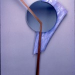 Blue: 1988 MDF, Walnut, Acrylic Paint, Glass about 48” tall, 27” wide, 2” deep $485