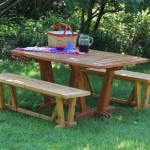 Outdoor Table and Benches: 2012 Cedar 62” long, 38” wide, 28” tall $1500