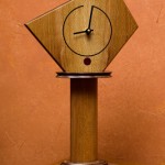 Mantle Clock: 2007 Curly Walnut, Sycamore, Purpleheart, Ebony 16 1/2” tall, 8 1/2” wide, 6” deep $300