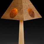 Pencil Post Table Lamp: 2013 Ash, Cherry Plywood, Mica About 24” Tall, 15” Wide $425
