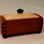 Treasure Box: 2012 Jatoba, Curly Maple, Wenge about 6” long, 3 1/2” wide, 3” tall $175